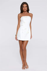 Blushing Hour Strapless Mini Dress White